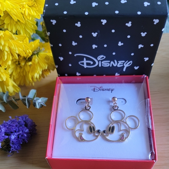 Disney Jewelry - Disney Mickey Mouse Gold Earrings. NWOT.